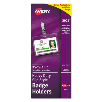 Avery® Secure Top Clip-style Badge Holders, Horizontal, 2 1-4 X 3 1-2, Clear, 50-box freeshipping - TVN Wholesale